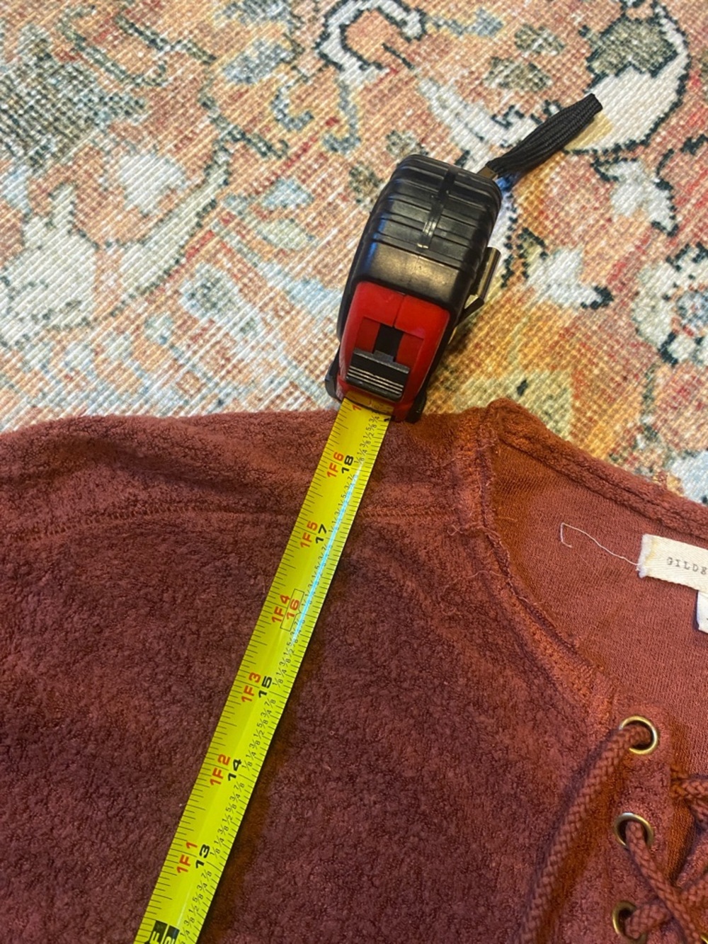 Rust Lace-Up Sweater Gilded Intent crop - Picture 5 of 5
